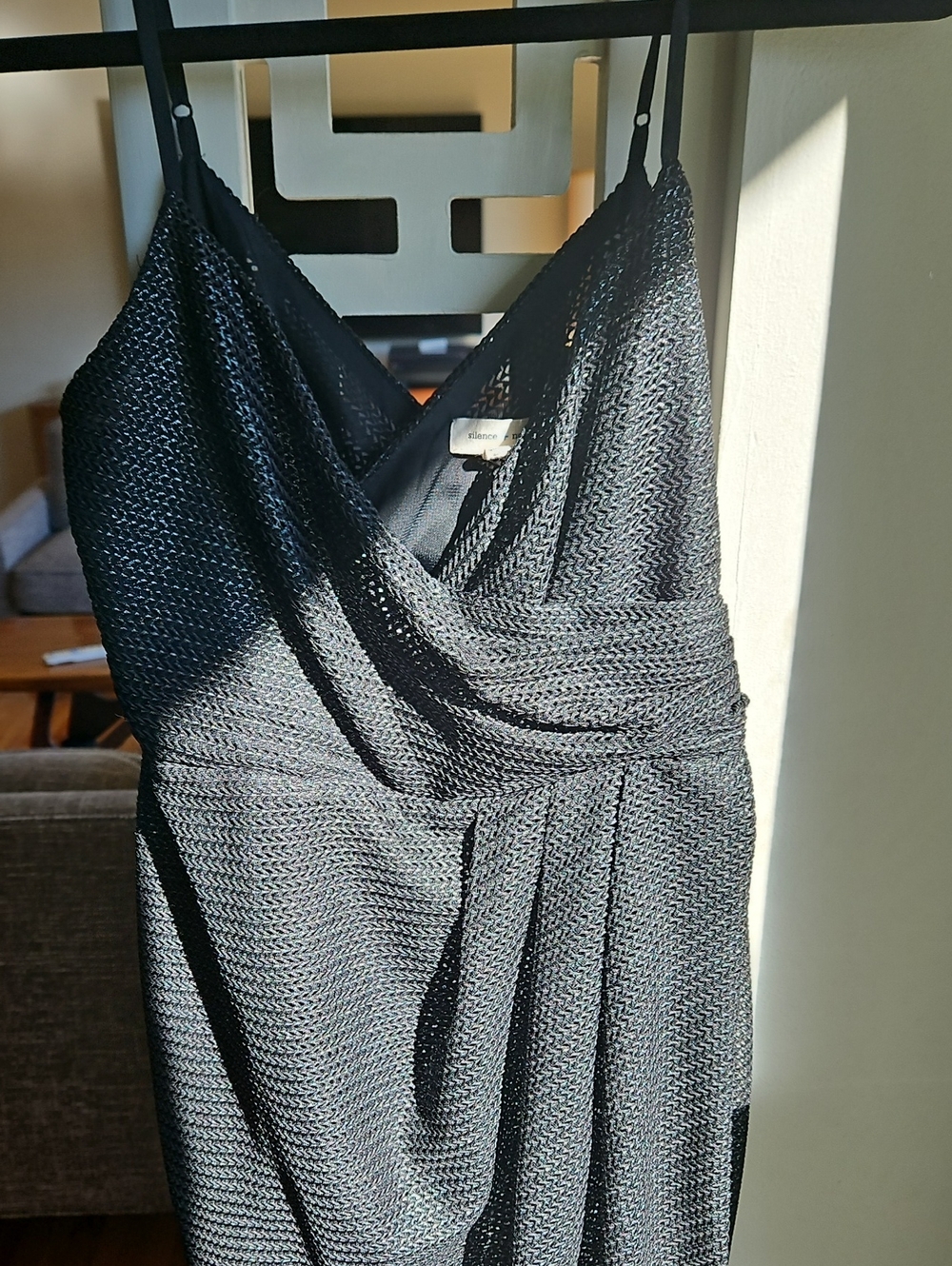 silence + noise Black Strapless Textured Wrap Mini Dress